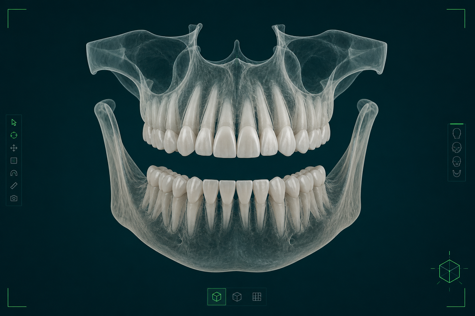 Visualización tridimensional de los maxilares a partir de datos CBCT en software ortodóncico